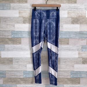 Scorpio Sol High Waist 7/8 Yoga Leggings Blue White Mesh Activewear Womens XS